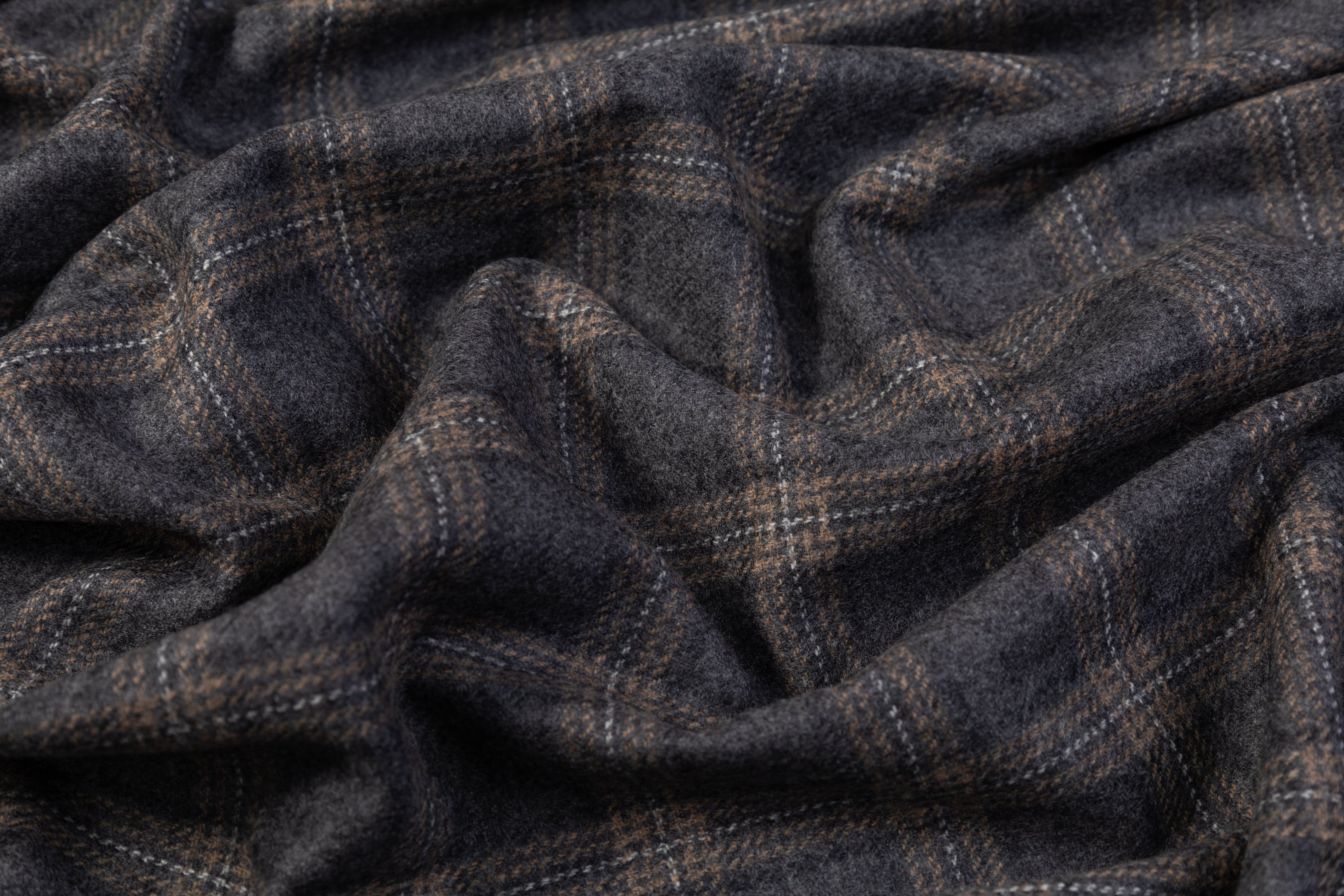 Checked Italian Wool Jacketing - Gray / Browne