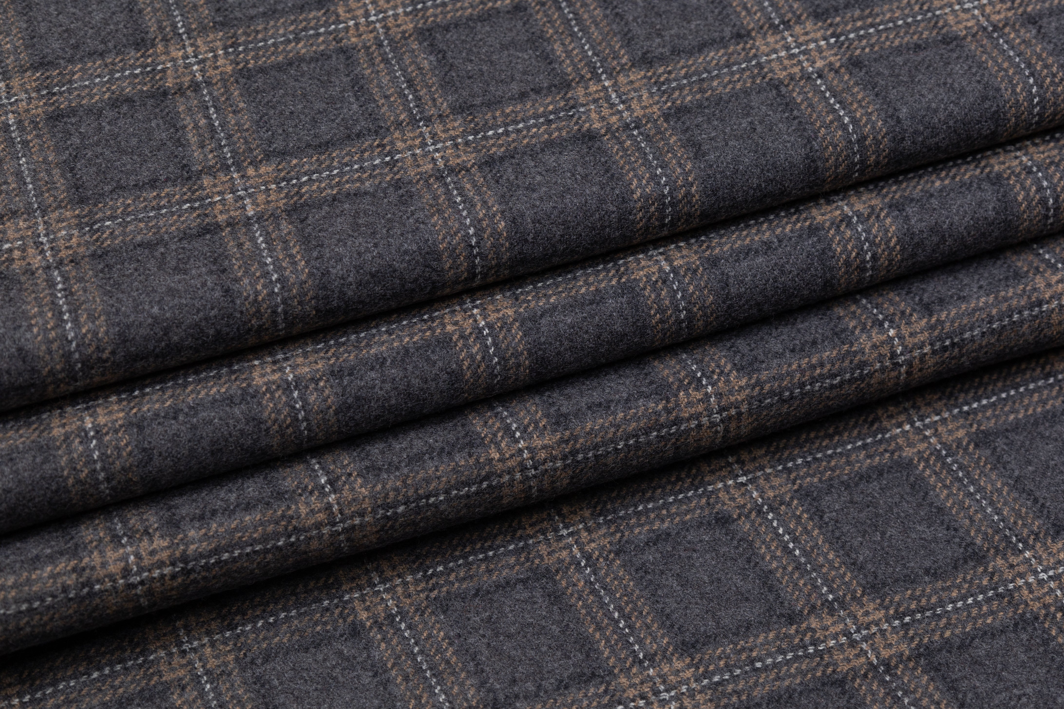 Checked Italian Wool Jacketing - Gray / Browne