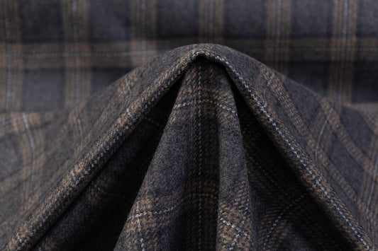 Checked Italian Wool Jacketing - Gray / Browne