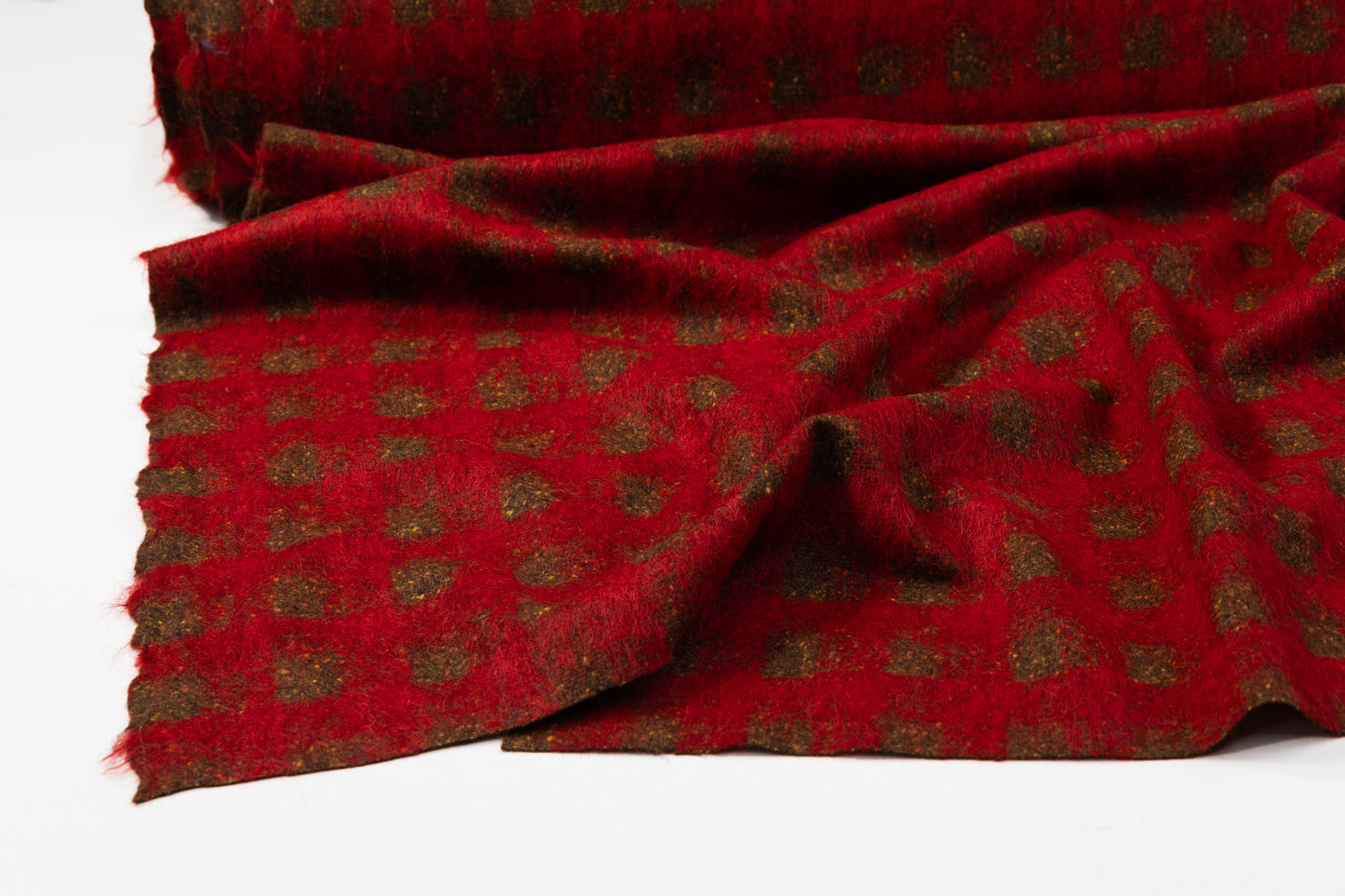 Italian Alpaca Mohair Wool Coating - Red / Olive