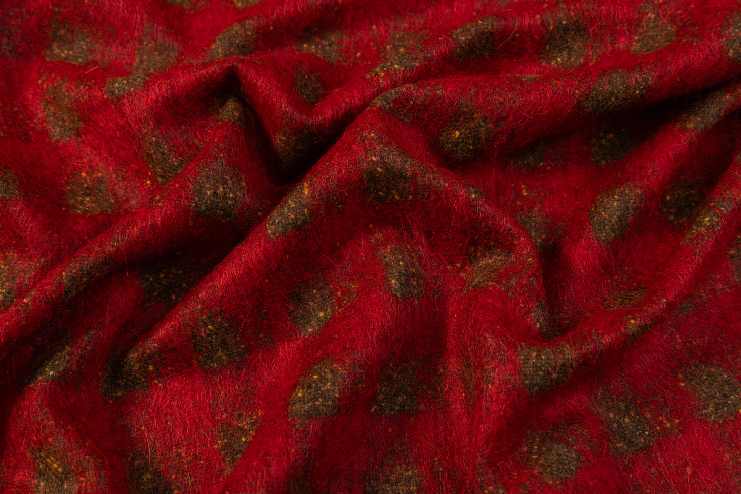 Italian Alpaca Mohair Wool Coating - Red / Olive