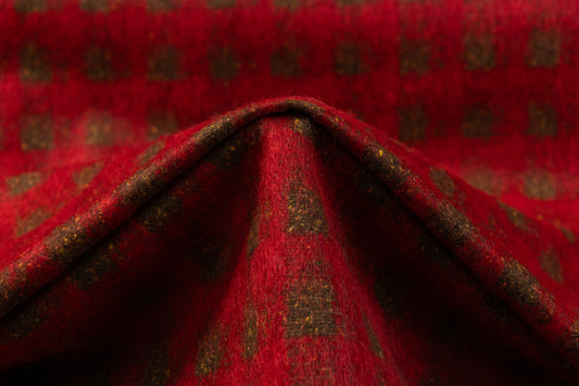 Italian Alpaca Mohair Wool Coating - Red / Olive