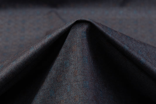 Italian Wool Suiting - Teal / Gray / Eggplant