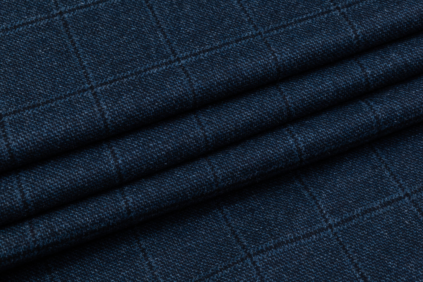 Windowpane Italian Wool Tweed Suiting - Blue