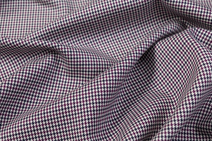 Houndstooth Italian Wool Viscose Suiting - Navy / Purple / White
