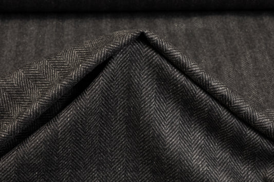 Cerruti - Italian Herringbone Cashmere Wool - Charcoal Gray