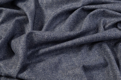 Herringbone Italian Wool Suiting - Blue