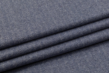 Herringbone Italian Wool Suiting - Blue