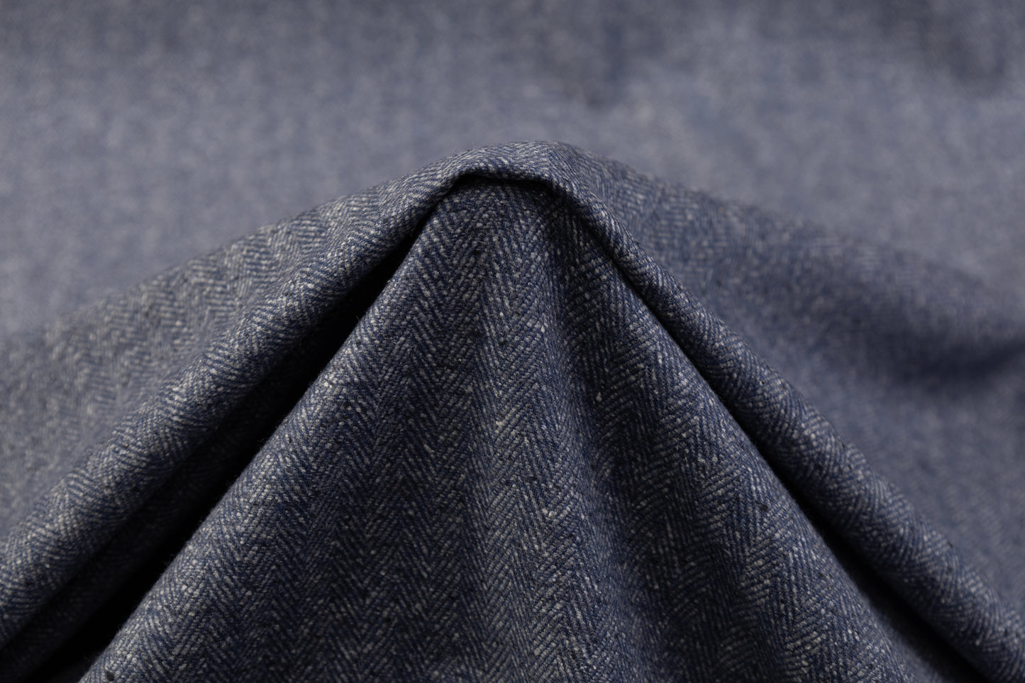 Herringbone Italian Wool Suiting - Blue