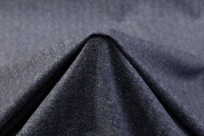 Herringbone Italian Wool Suiting - Blue