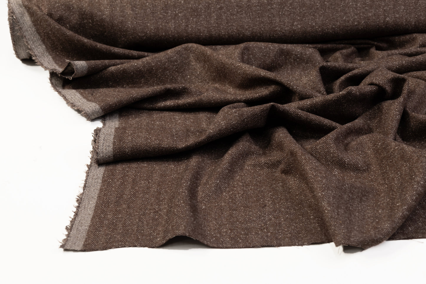 Herringbone Italian Wool Suiting - Brown
