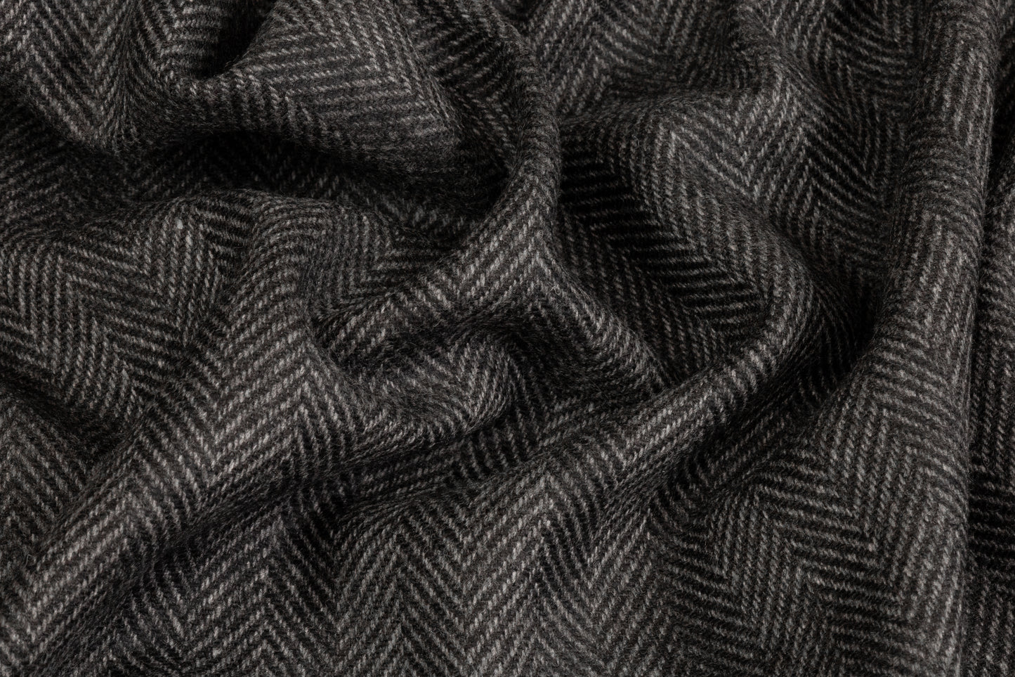 Cerruti - Italian Herringbone Cashmere Wool - Charcoal Gray