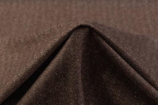 Herringbone Italian Wool Suiting - Brown