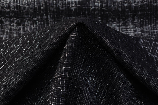 Italian Metallic Wool Tweed - Black / Silver