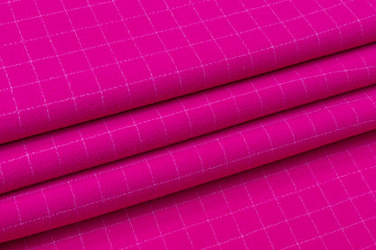 Checked Italian Double Wool Crepe - Magenta