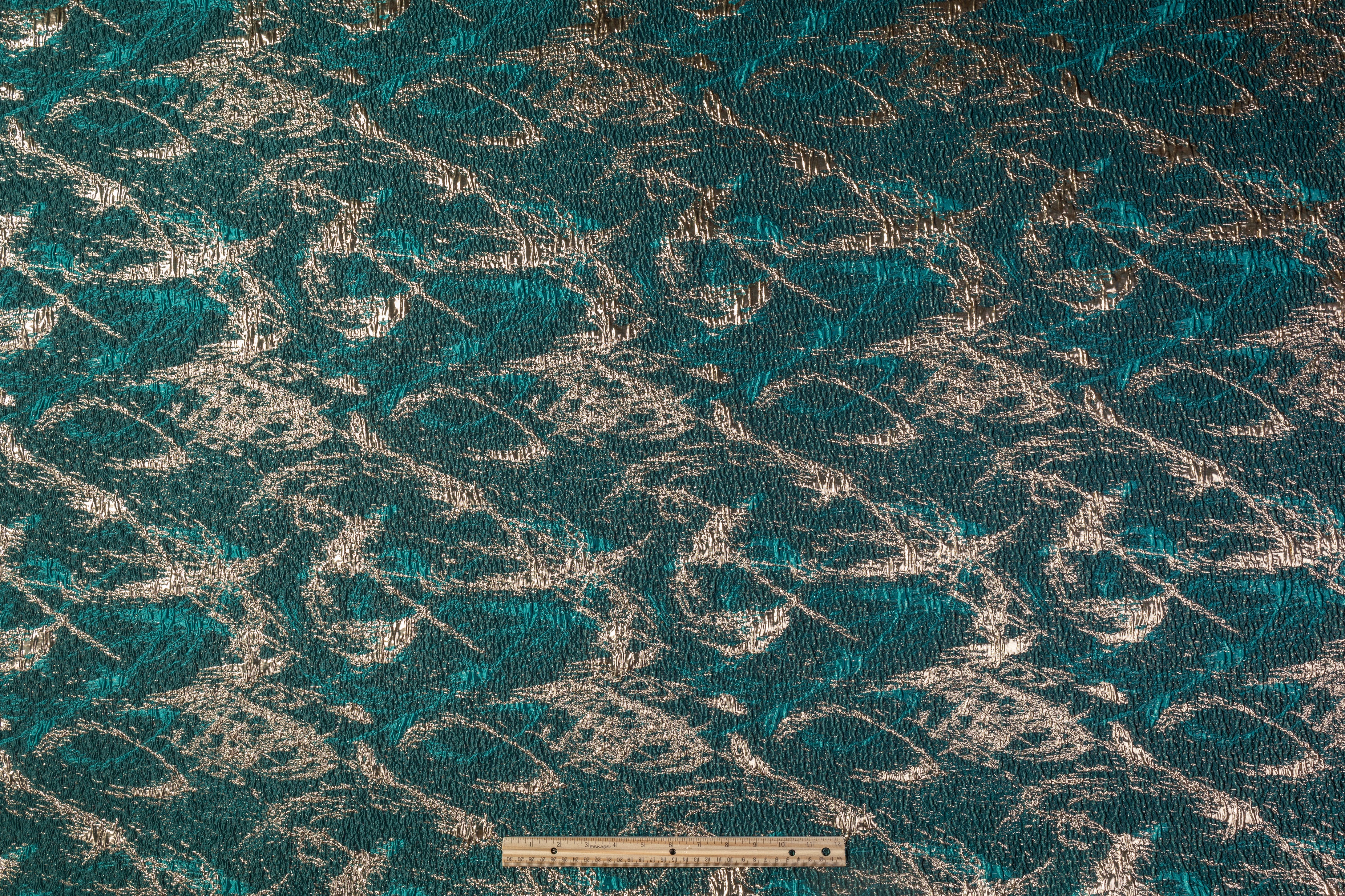 Abstract Metallic Cloqué Brocade - Green / Gold