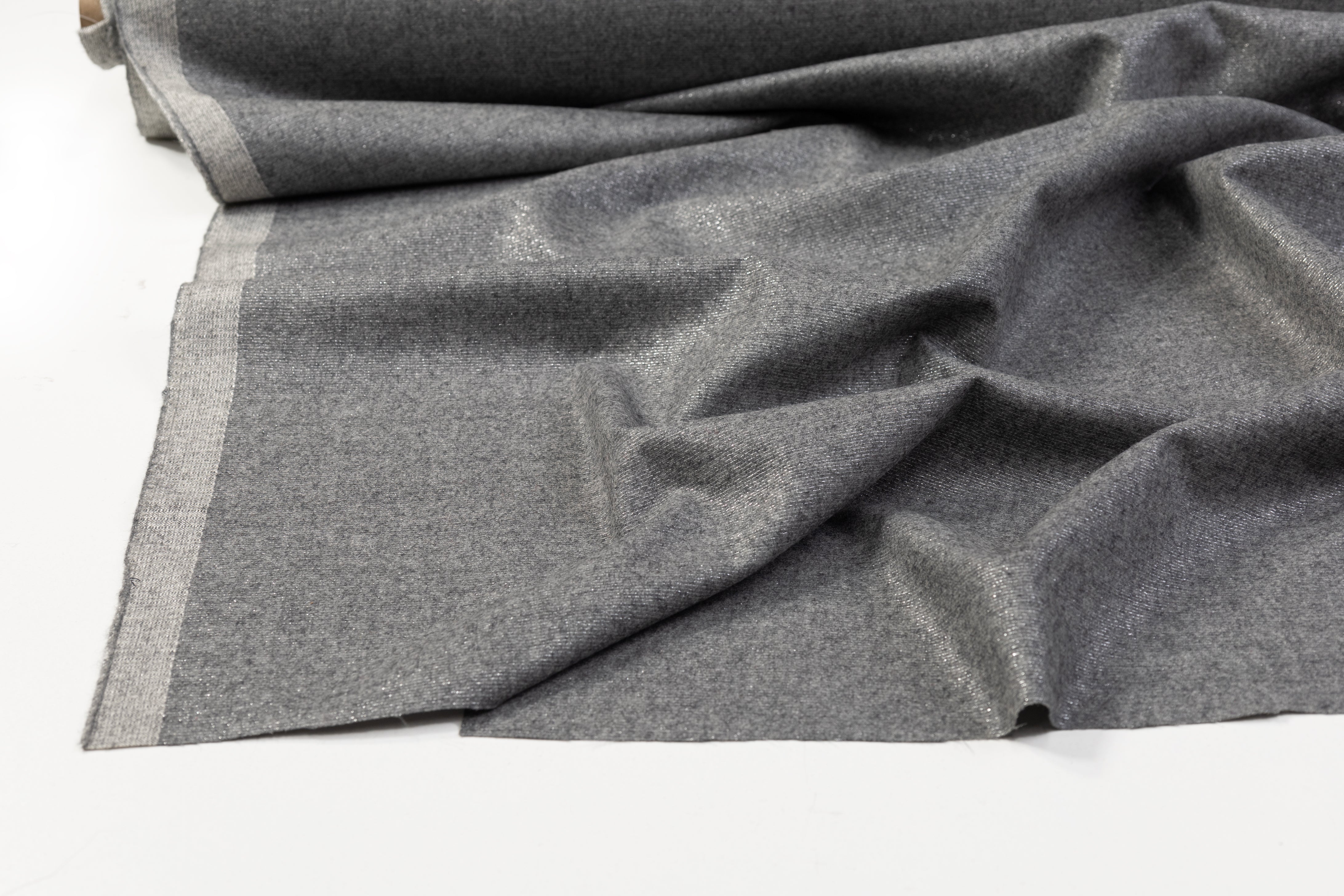 Metallic Italian Wool Suiting - Gray / Silver