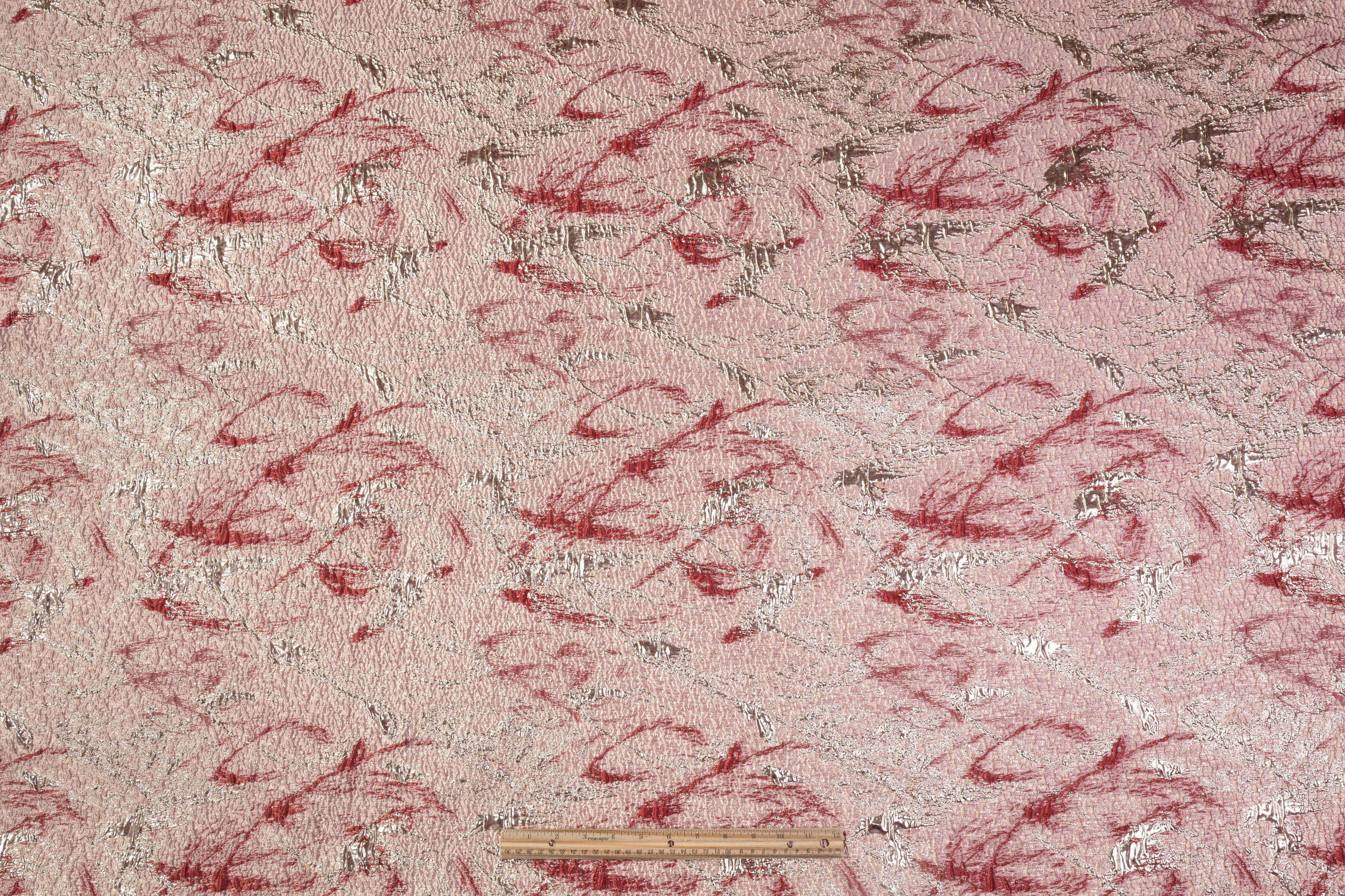 Abstract Metallic Cloqué Brocade - Pink / Gold