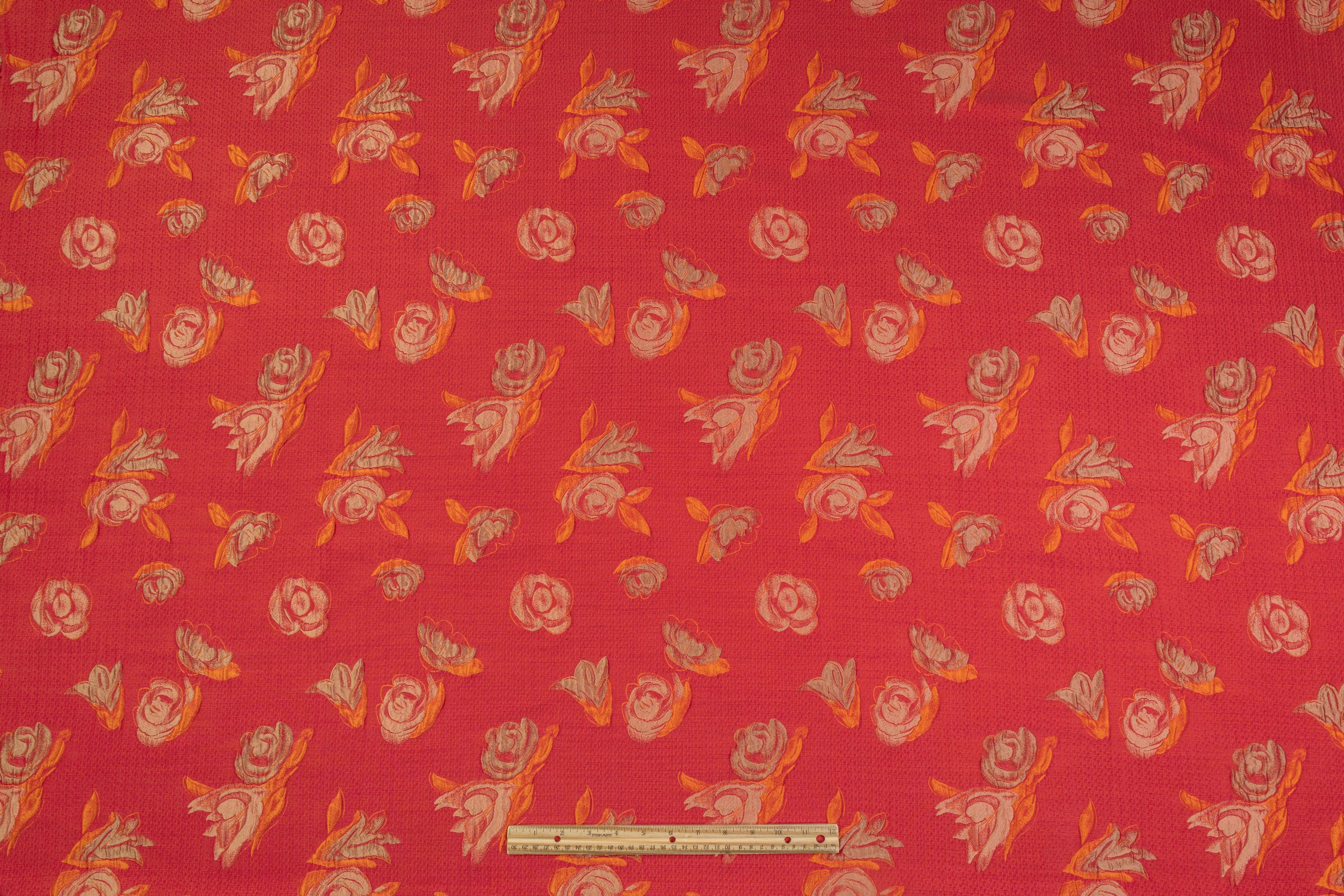 Armani - Floral Crushed Italian Brocade - Orange / Red