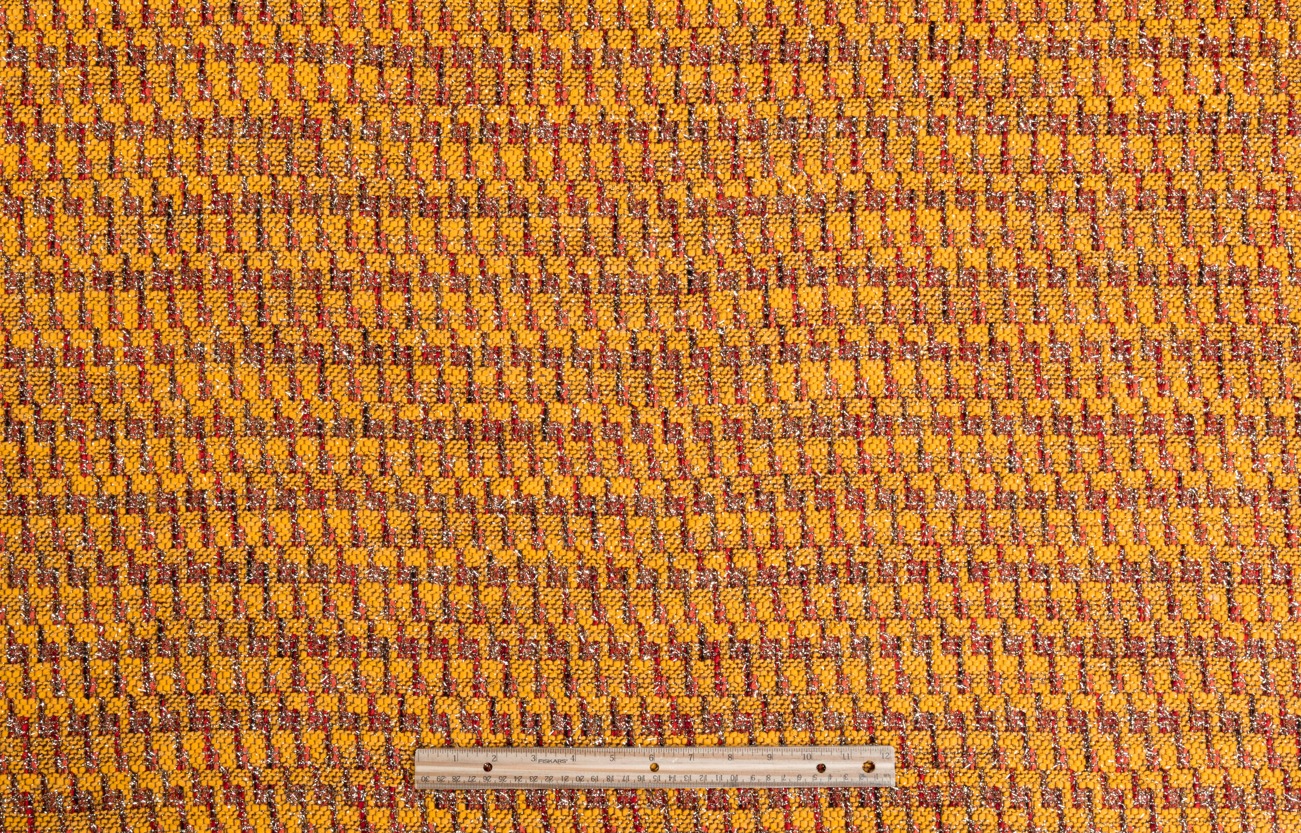 Carnet - Metallic Italian Wool Blend Tweed - Yellow / Coral / Red / Gold