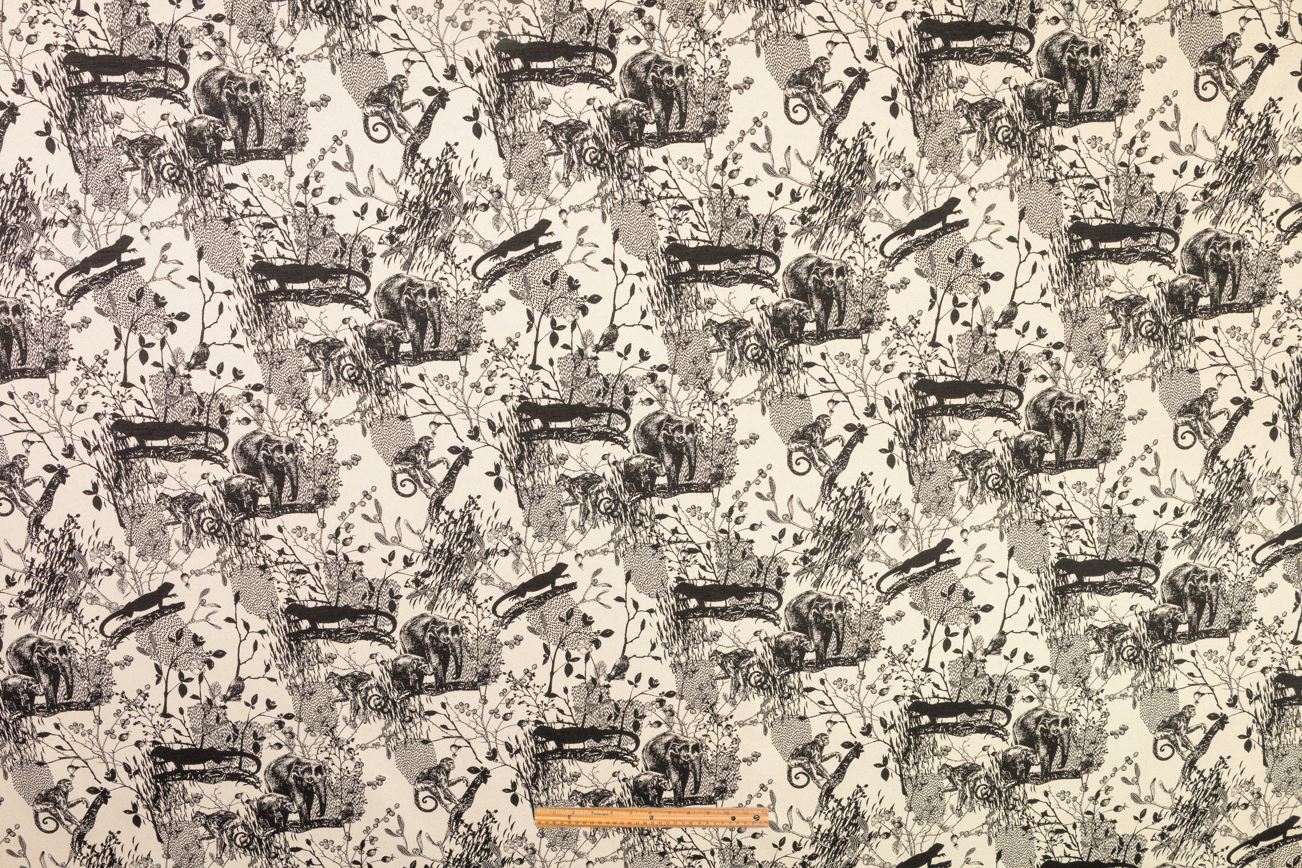 Wildlife Italian Brocade - Ivory / Black