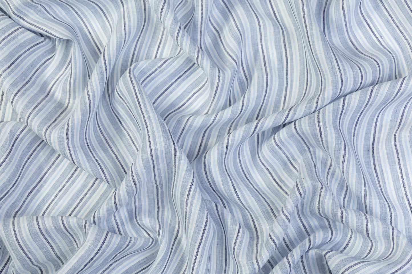 Striped Italian Linen - Blue / Gray / White