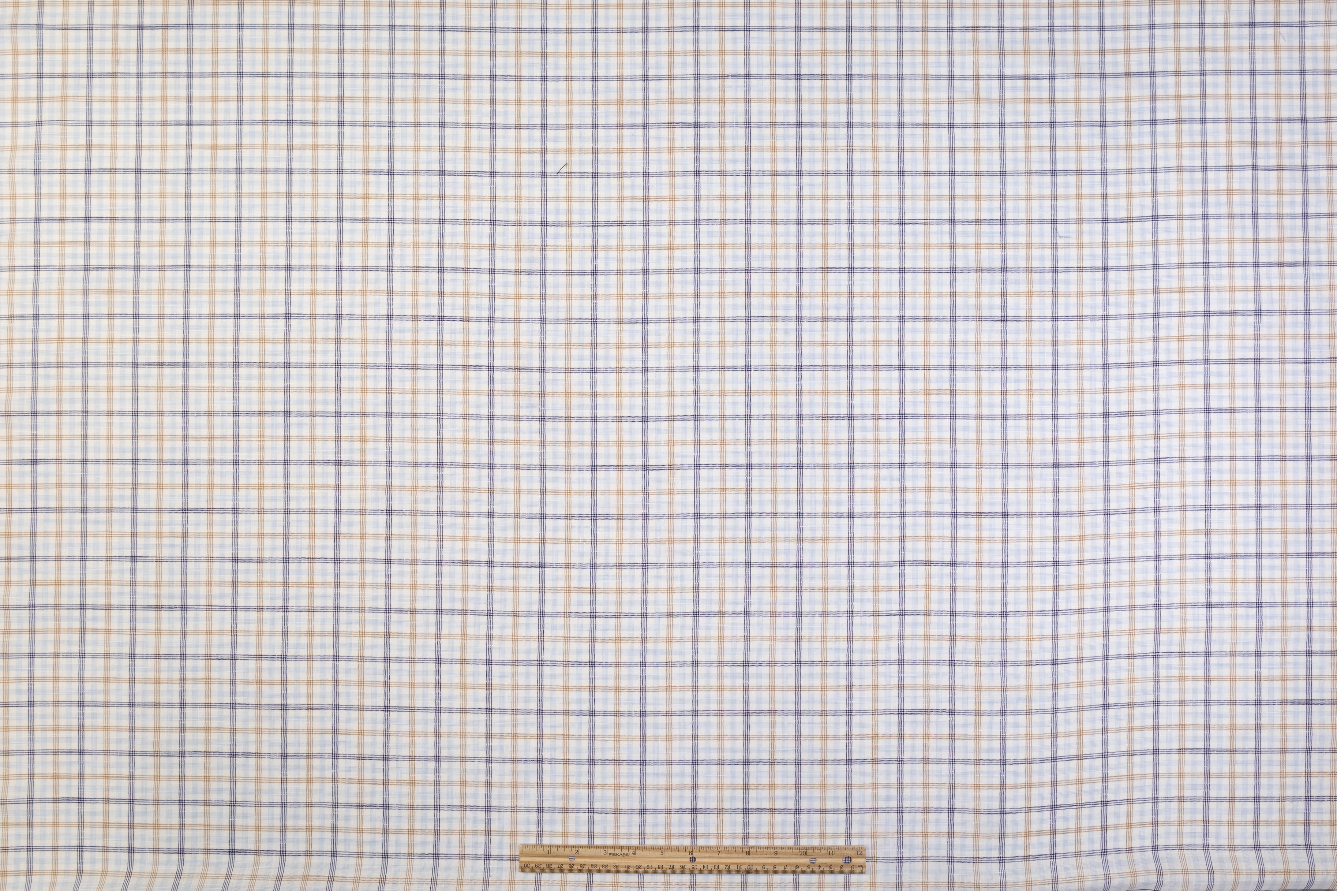 Checked Italian Linen - Blue / Brown / White