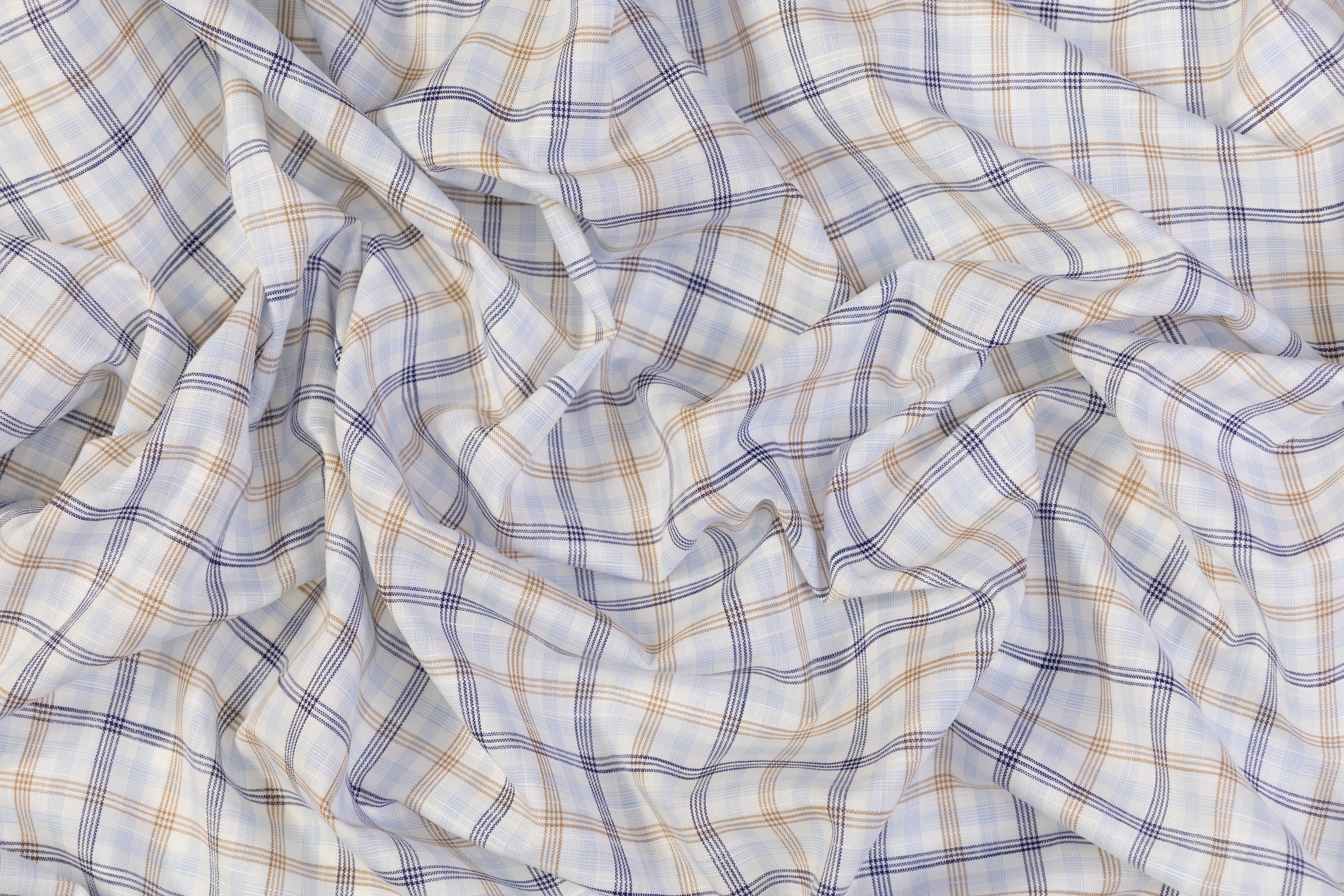 Checked Italian Linen - Blue / Brown / White