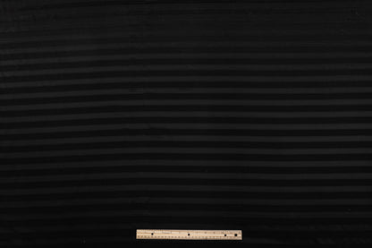 Striped Italian Viscose Wool Jacquard - Black