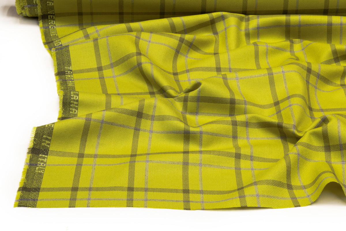 Tartan Italian Wool Suiting - Chartreuse Green