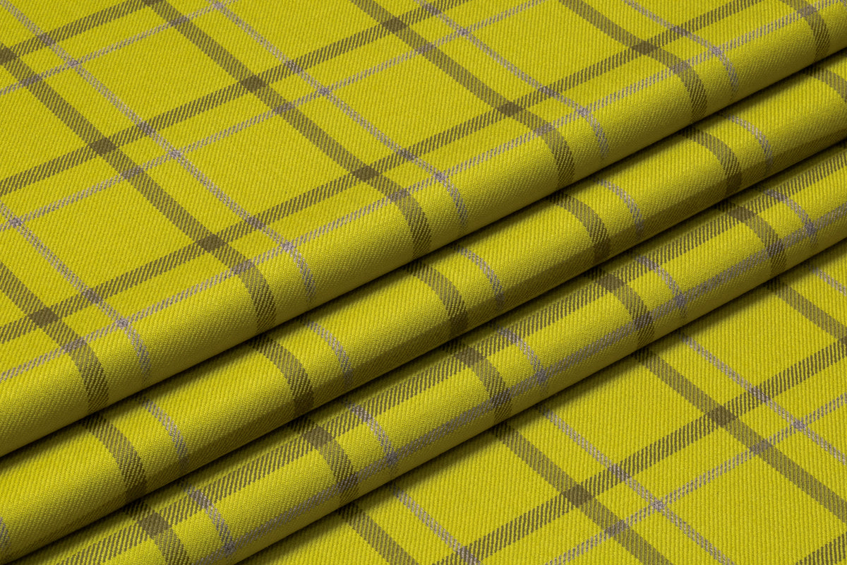 Tartan Italian Wool Suiting - Chartreuse Green