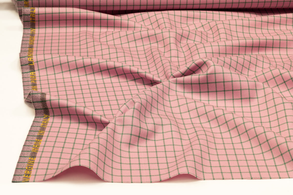 Checked Italian Wool Suiting - Pink / Green