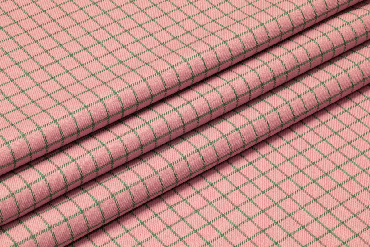 Checked Italian Wool Suiting - Pink / Green