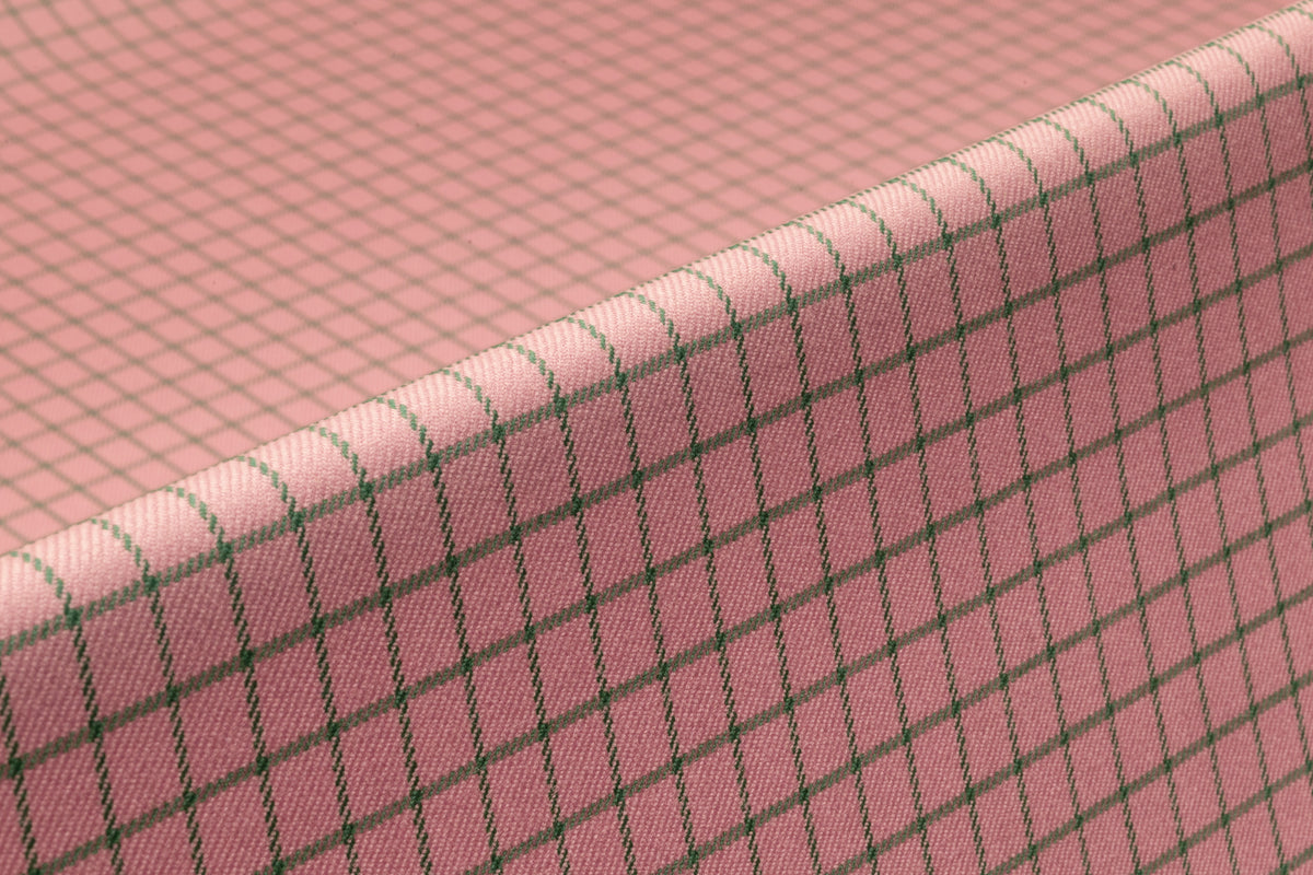 Checked Italian Wool Suiting - Pink / Green