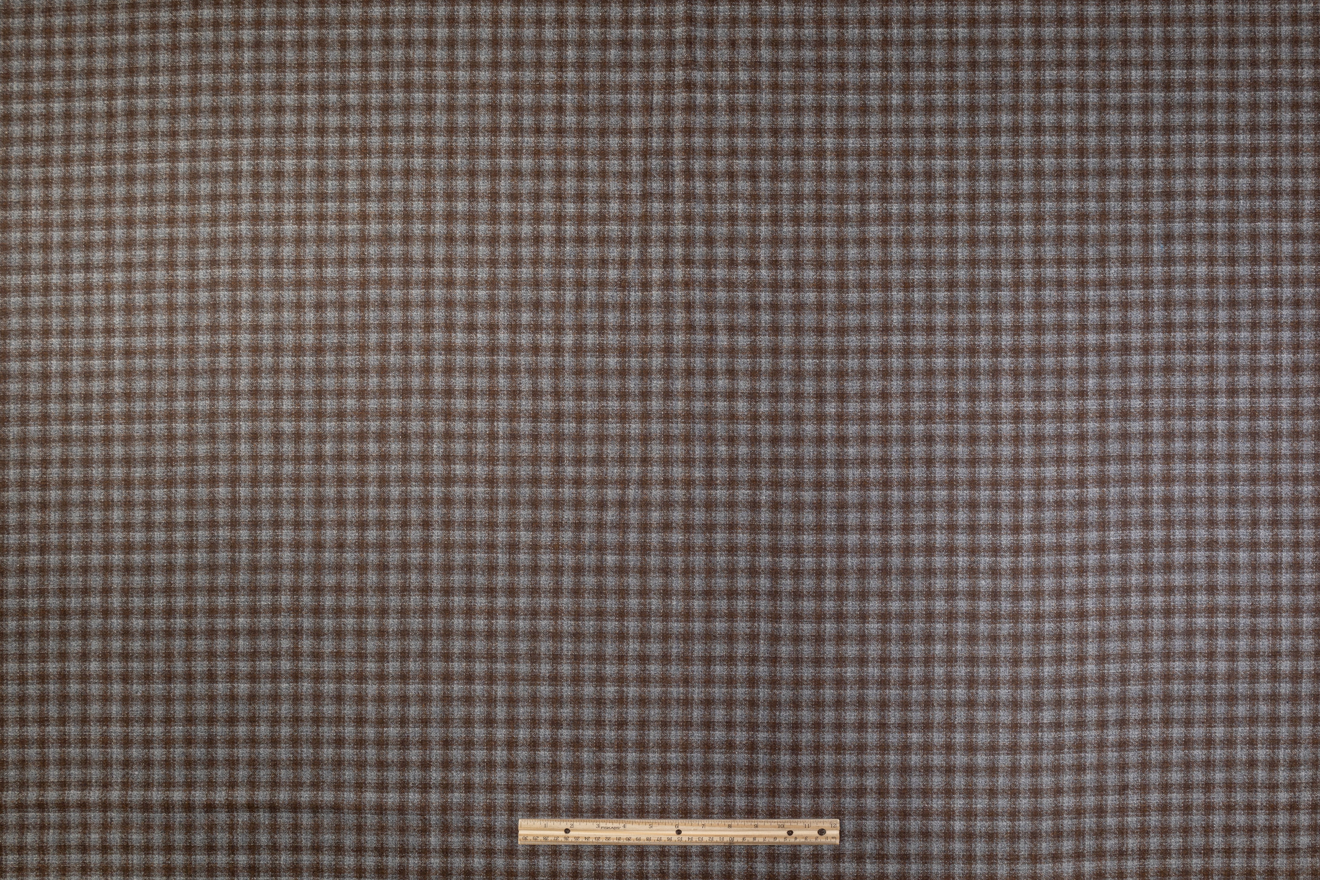 Checked Italian Wool Suiting - Brown / Gray