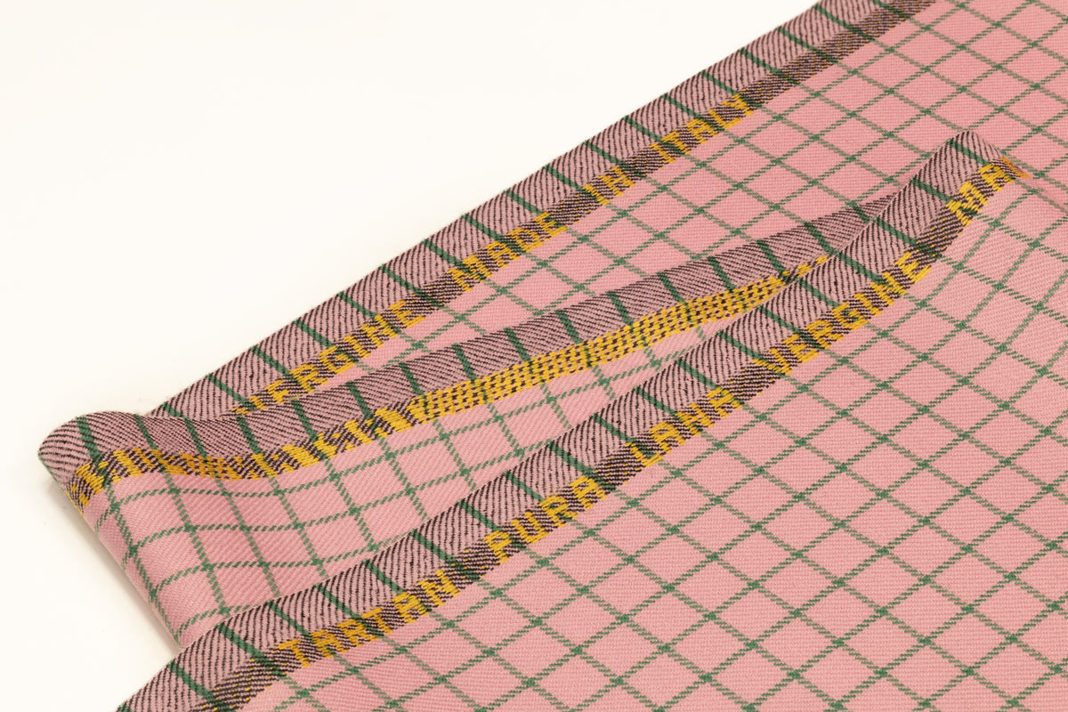 Checked Italian Wool Suiting - Pink / Green