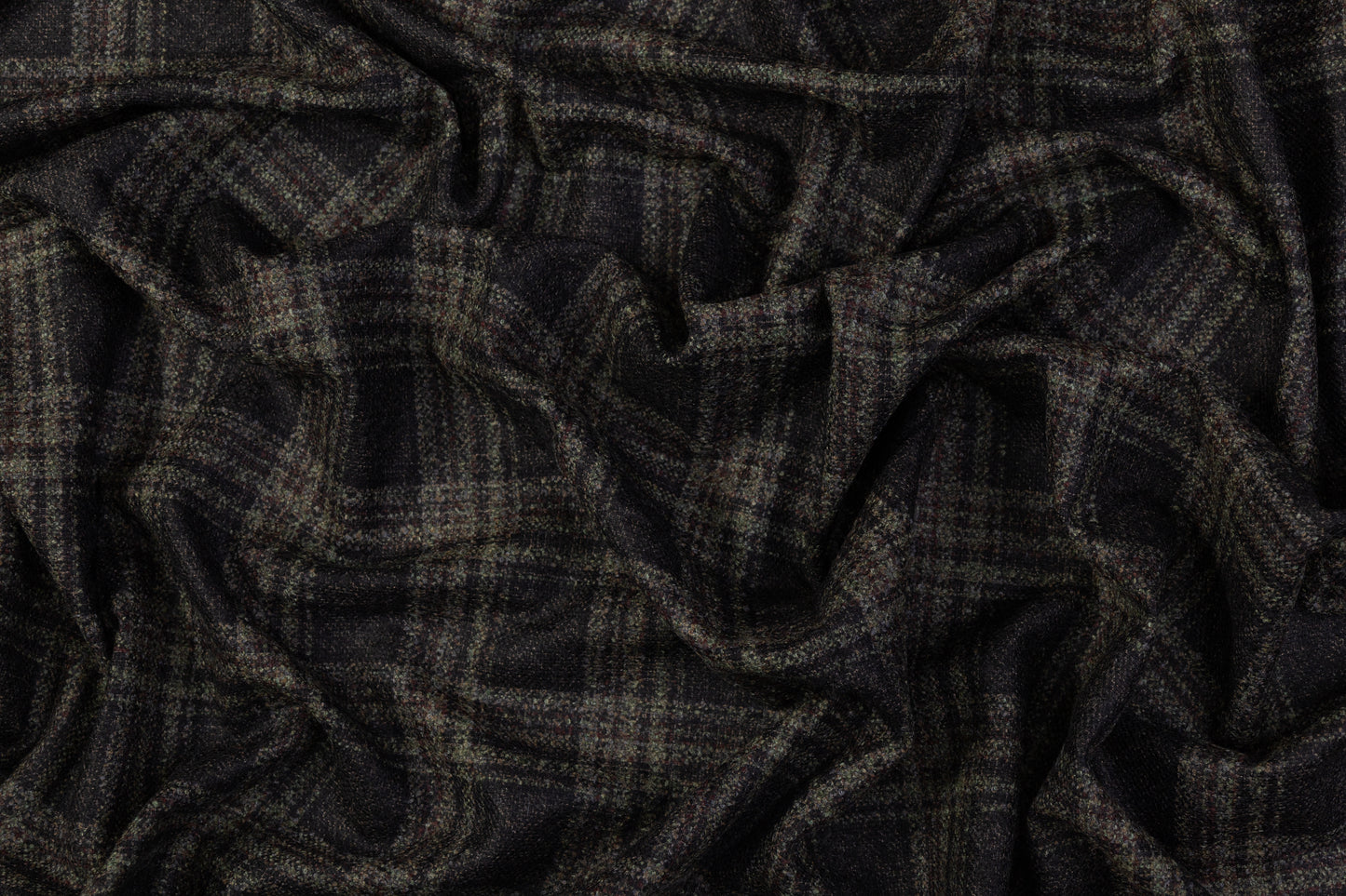 Checked Italian Wool Tweed - Green / Black / Burgundy / Brown