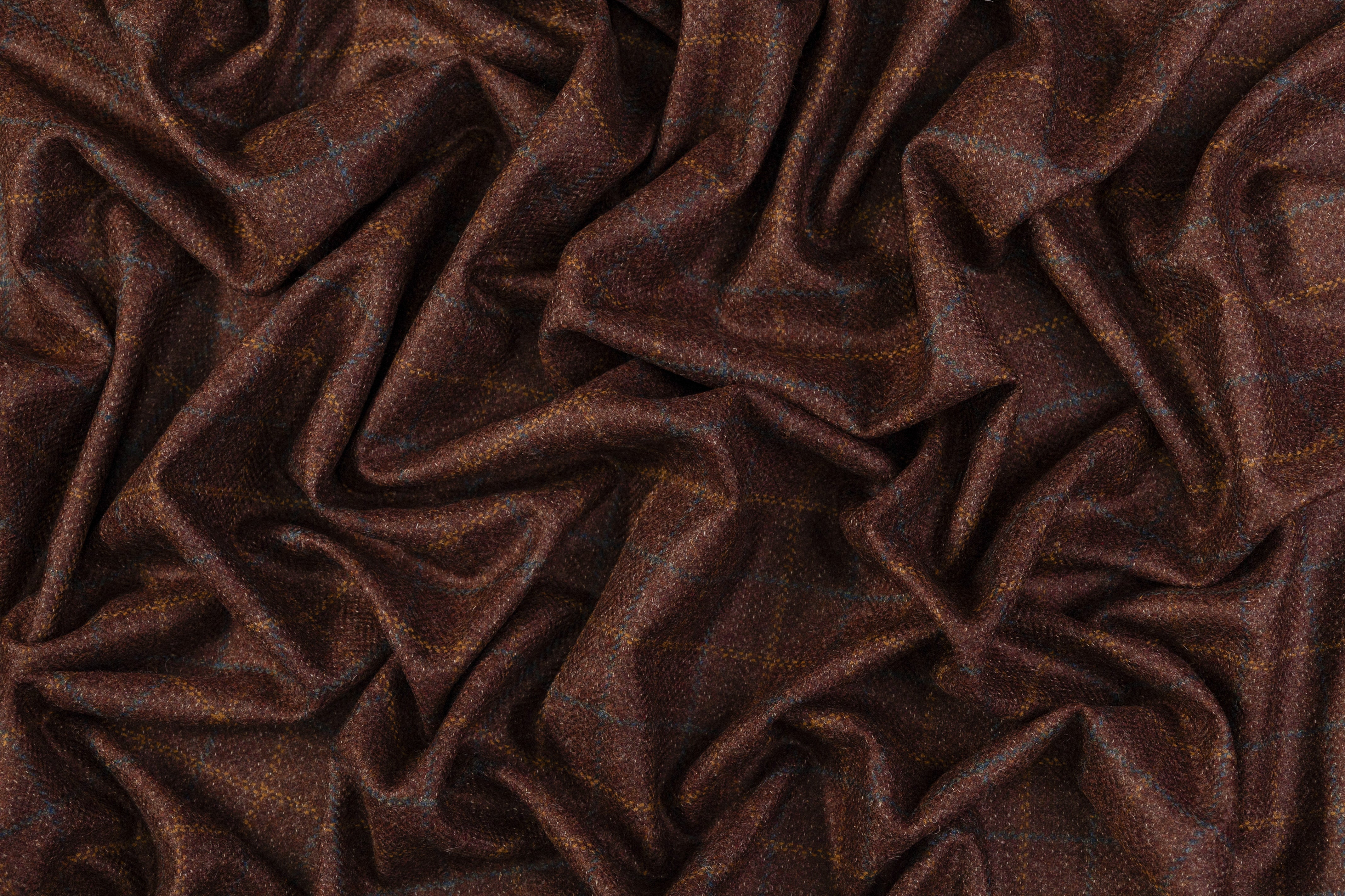 Checked Italian Wool Suiting - Brown