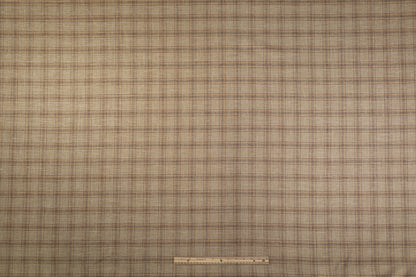 Plaid Italian Silk Wool Linen Suiting - Beige