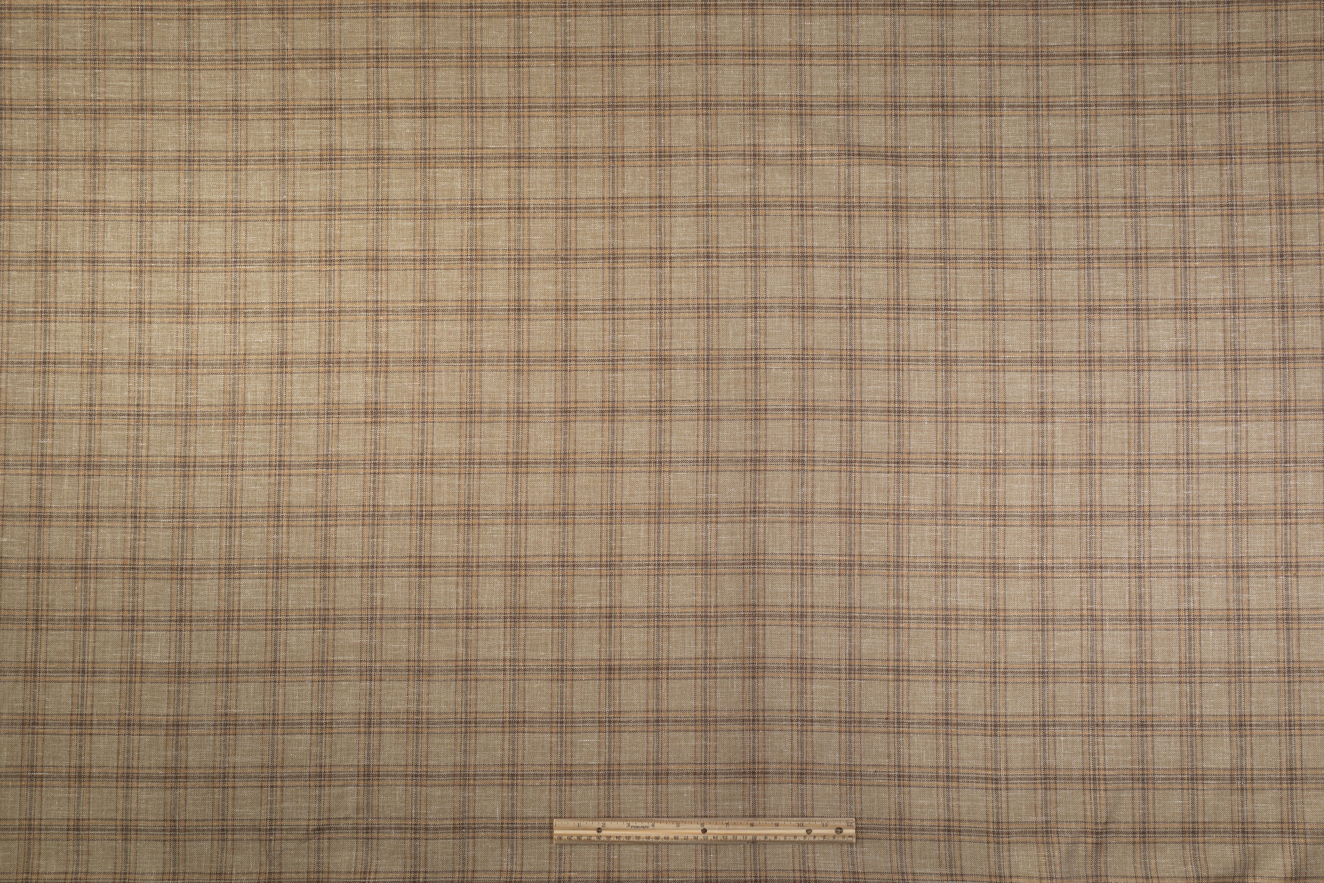 Plaid Italian Silk Wool Linen Suiting - Beige
