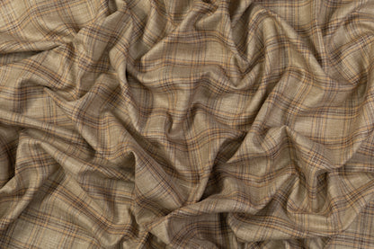 Plaid Italian Silk Wool Linen Suiting - Beige