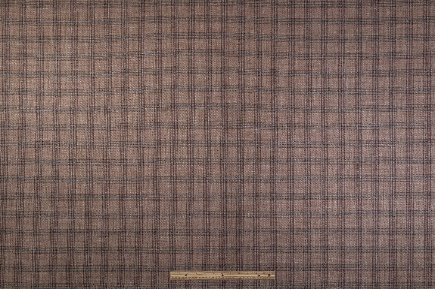 Plaid Italian Silk Linen Wool - Mauve / Brown