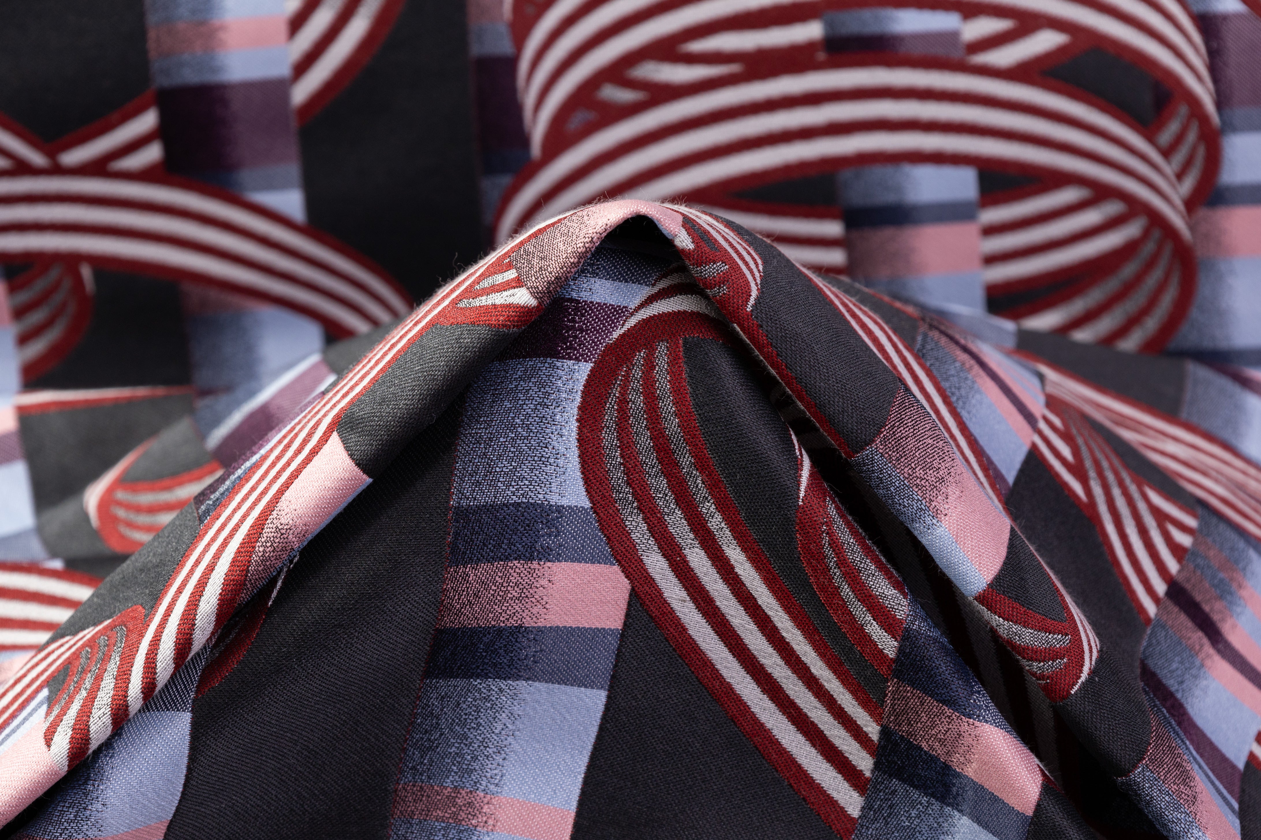 Art Deco Italian Brocade - Red / Blue / Gray