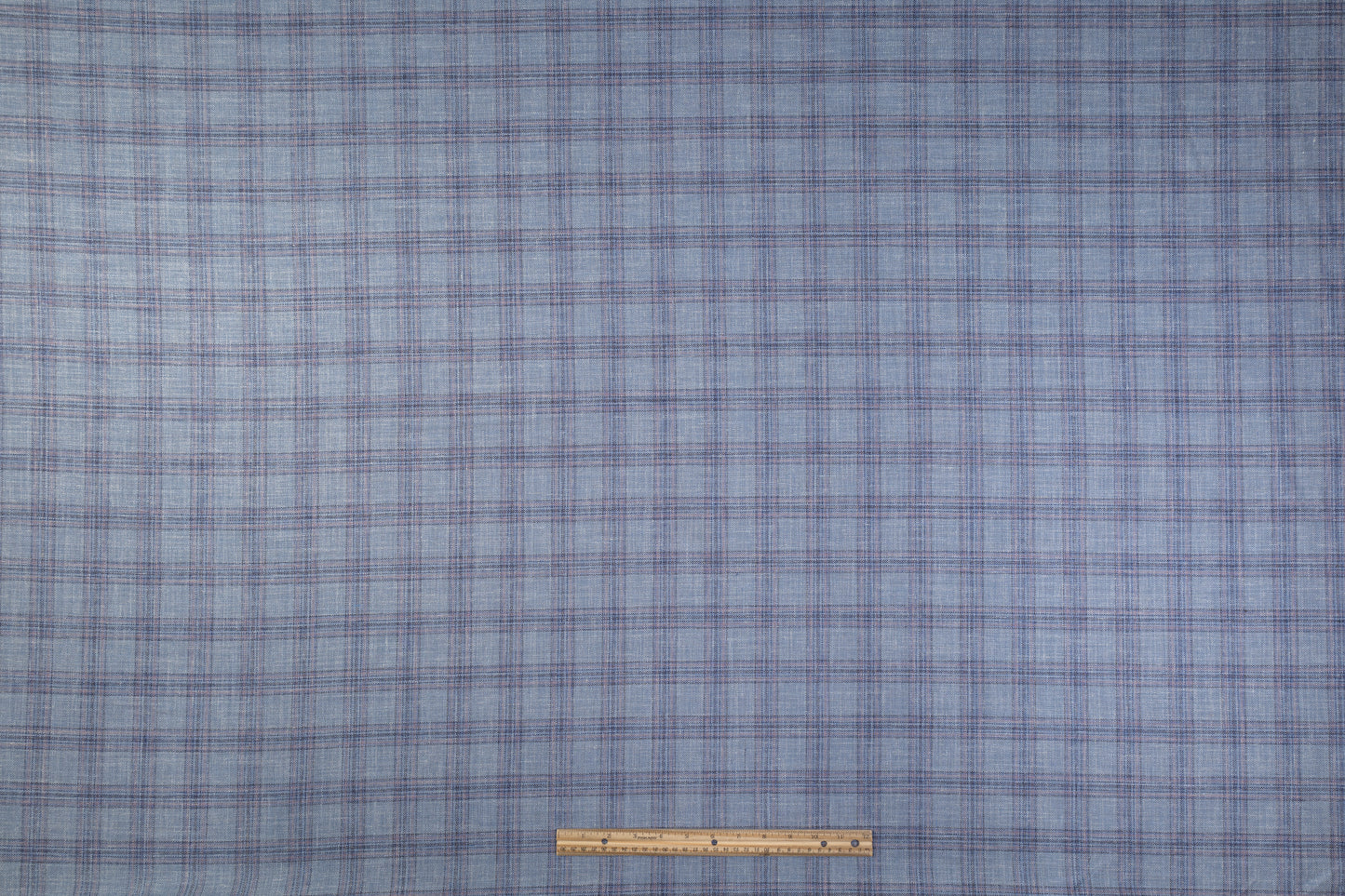 Plaid Italian Silk Linen Wool Suiting - Blue