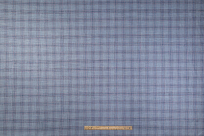 Plaid Italian Silk Linen Wool Suiting - Blue