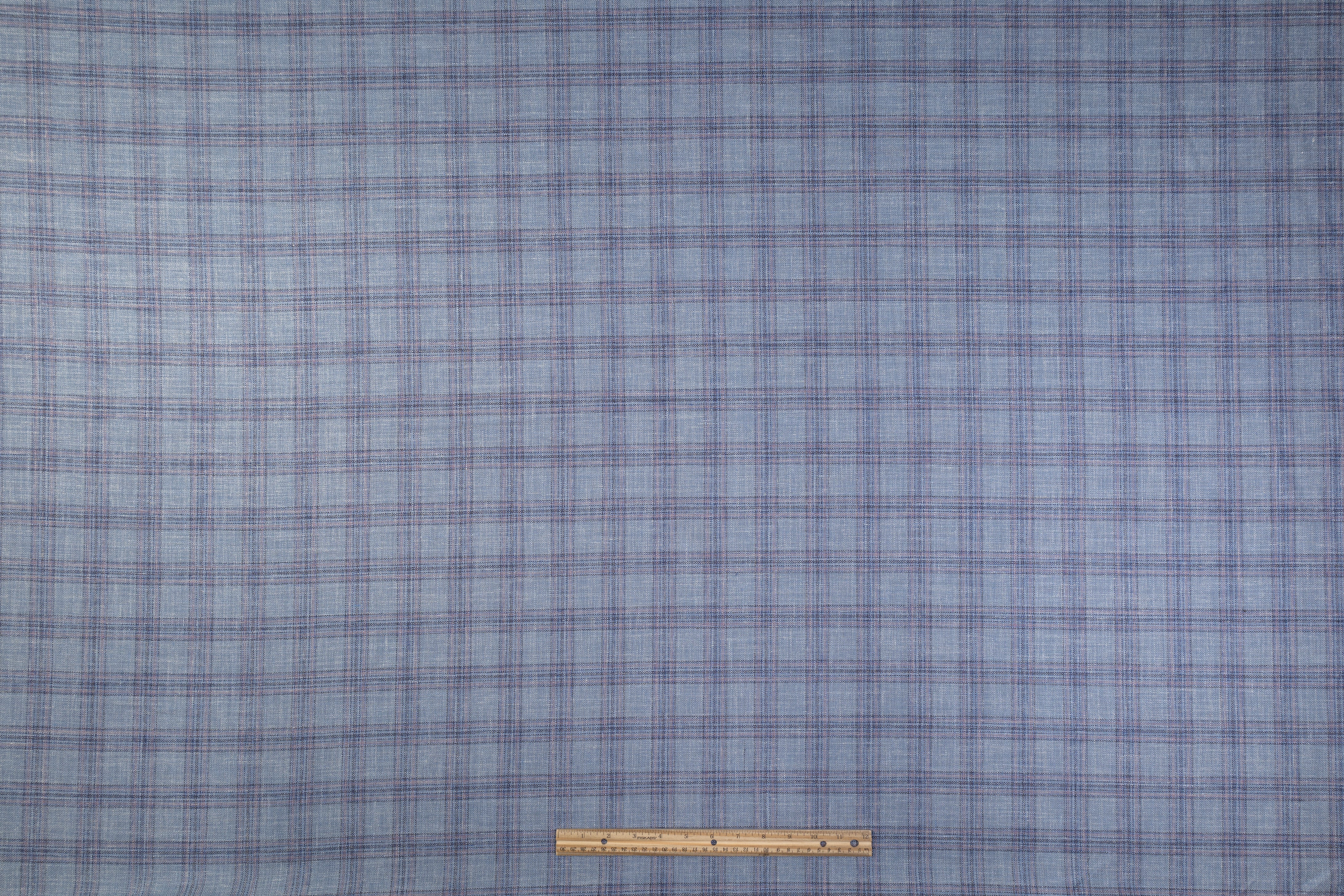 Plaid Italian Silk Linen Wool Suiting - Blue