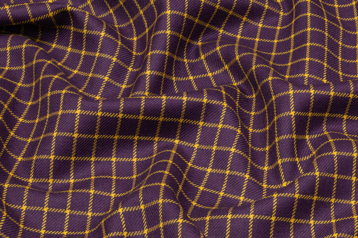 Checked Italian Wool Suiting - Purple / Yellow