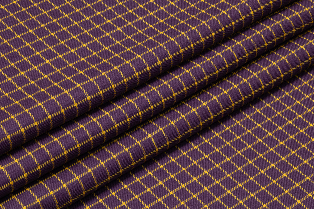 Checked Italian Wool Suiting - Purple / Yellow