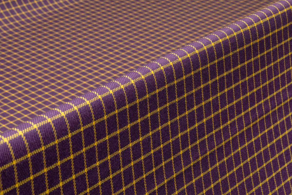 Checked Italian Wool Suiting - Purple / Yellow