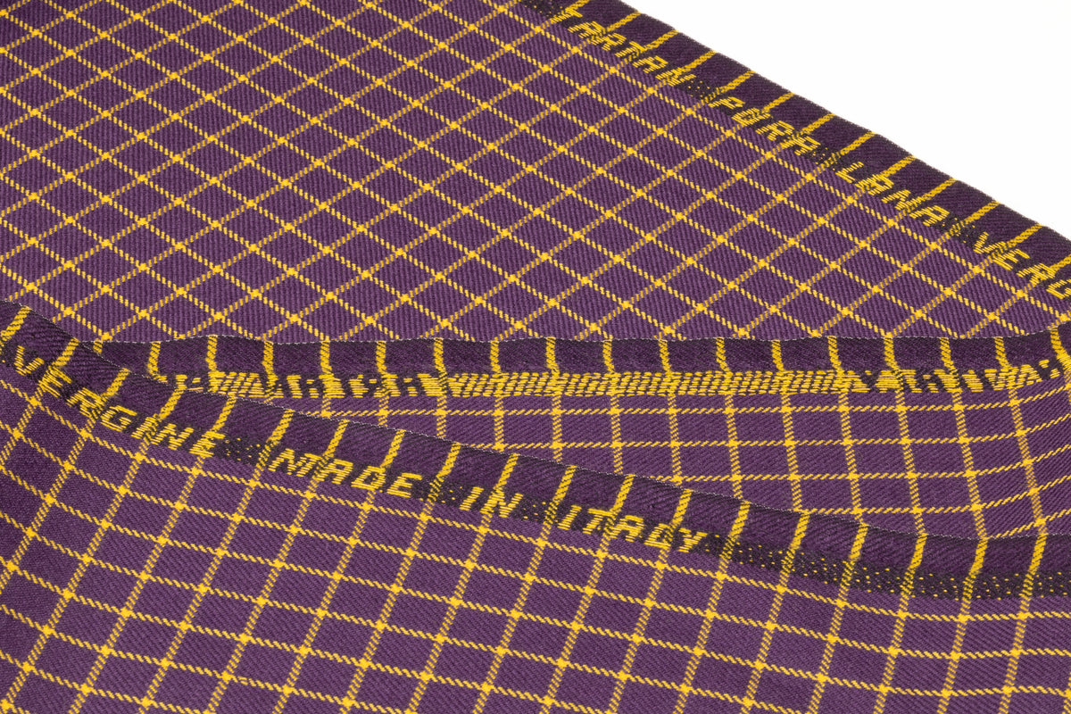 Checked Italian Wool Suiting - Purple / Yellow